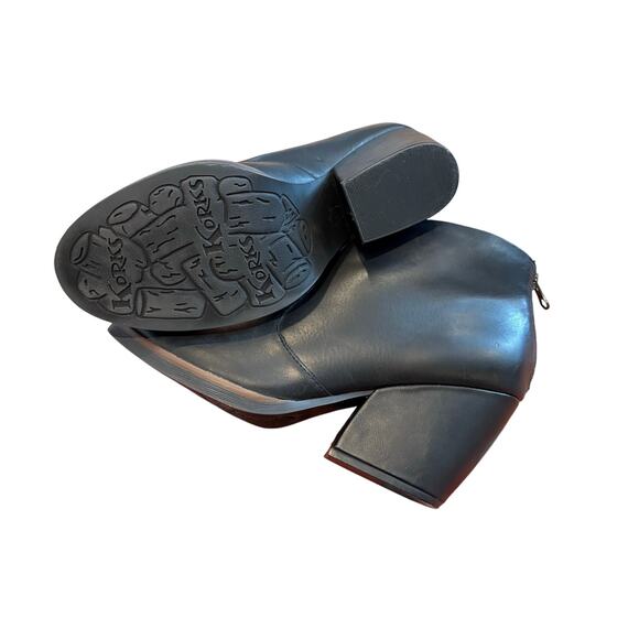 Korks Ease Black Leather Chunky Heeled Gemini Ankle Boots Women’s 10 M - Picture 2 of 10